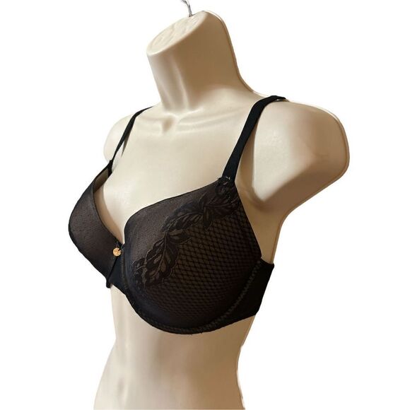 Natori Full Figure Contour Underwire Lace Bra BLACK CAFE Size 32DDD - Picture 2 of 8